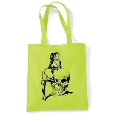 Skull Girl Shoulder Bag Lime Green