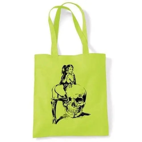 Skull Girl Shoulder Bag Lime Green