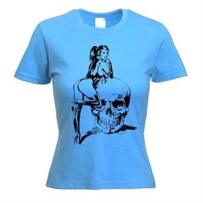 Skull Girl Women's T-Shirt XL / Light Blue