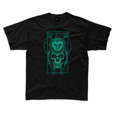 Skull Owl Hipster Kids Childrens T-Shirt 3-4