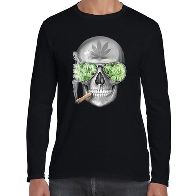 Skull Smoking Cannabis Men's Long Sleeve T-Shirt XXL