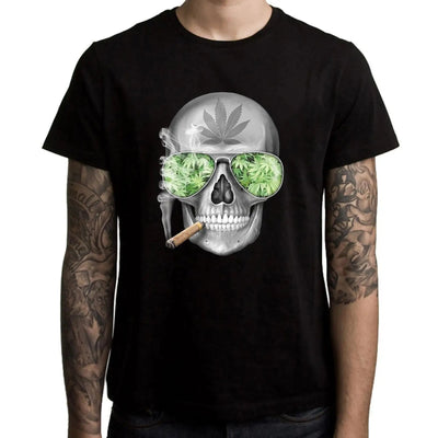 Skull Smoking Cannabis Men's T-Shirt M