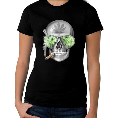 Skull Smoking Cannabis Women's T-Shirt XL