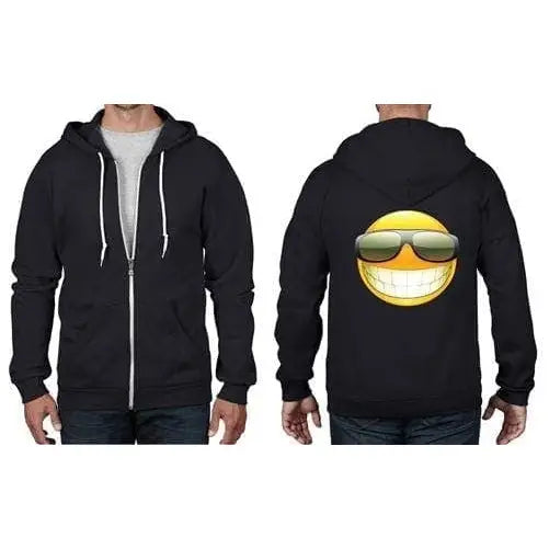 Smiley Acid House Face Full Zip Hoodie M / Black