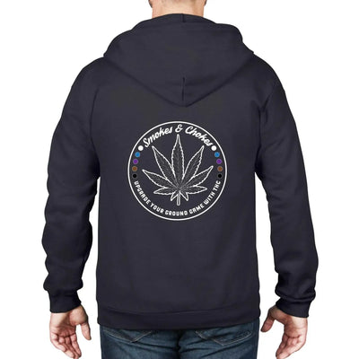 Smokes and Chokes BJJ Karate Marijuana Full Zip Hoodie XL / Black
