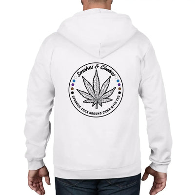 Smokes and Chokes BJJ Karate Marijuana Full Zip Hoodie XL / White