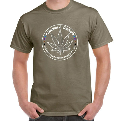 Smokes and Chokes BJJ Karate Marijuana Men's T-Shirt XL / Khaki