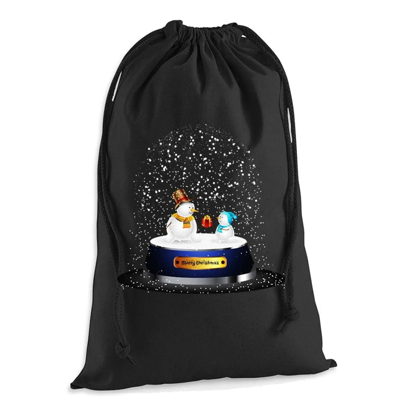 Snow Globe Snowman Christmas Presents Stocking Drawstring Santa Sack