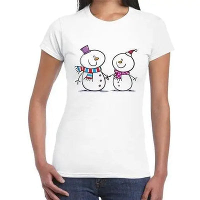 Snowman and Snow Woman Women's Christmas T-Shirt