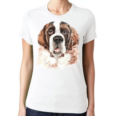 St Bernard Portrait Cute Dog Lovers Gift Womens T-Shirt