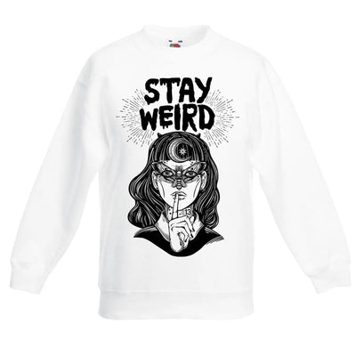 Stay Weird Witch Girl Hipster Children's Toddler Kids Sweatshirt Jumper 12-13 / White