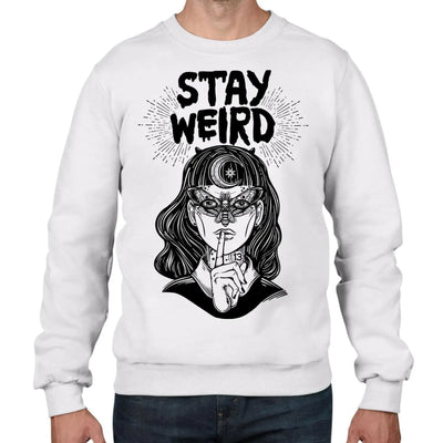 Stay Weird Witch Girl Hipster Men's Sweatshirt Jumper S / White