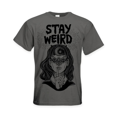 Stay Wierd Witch Girl Hipster Large Print Men's T-Shirt M / Charcoal