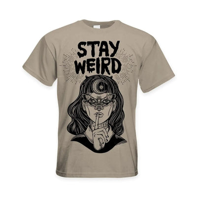 Stay Wierd Witch Girl Hipster Large Print Men's T-Shirt M / Khaki