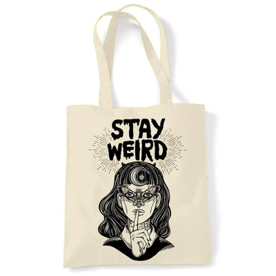 Stay Wierd Witch Girl Hipster Large Print Tote Shoulder Shopping Bag