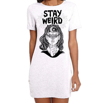 Stay Wierd Witch Girl Hipster Large Print Women's T-Shirt Dress M