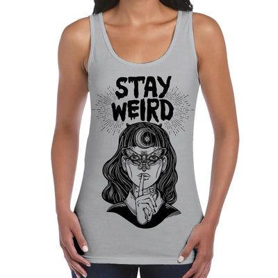 Stay Wierd Witch Girl Hipster Large Print Women's Vest Tank Top XXL / Light Grey