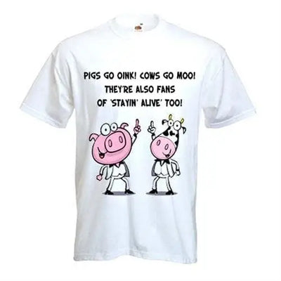 Stayin' Alive Cow & Pig Men's Vegetarian T-Shirt