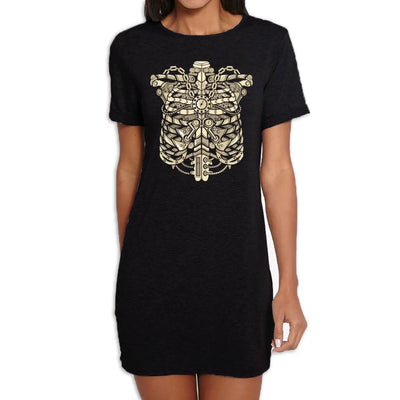Steampunk Ribcage Women's T-Shirt Dress XL