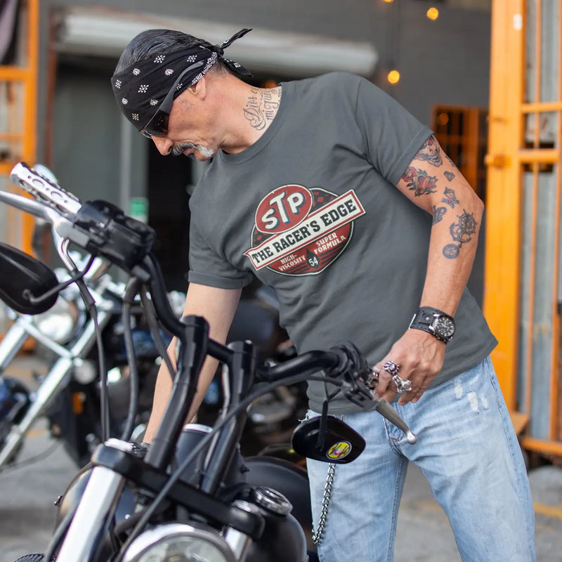 STP Logo The Racers Edge Men's Biker T-Shirt – Tribal T-Shirts