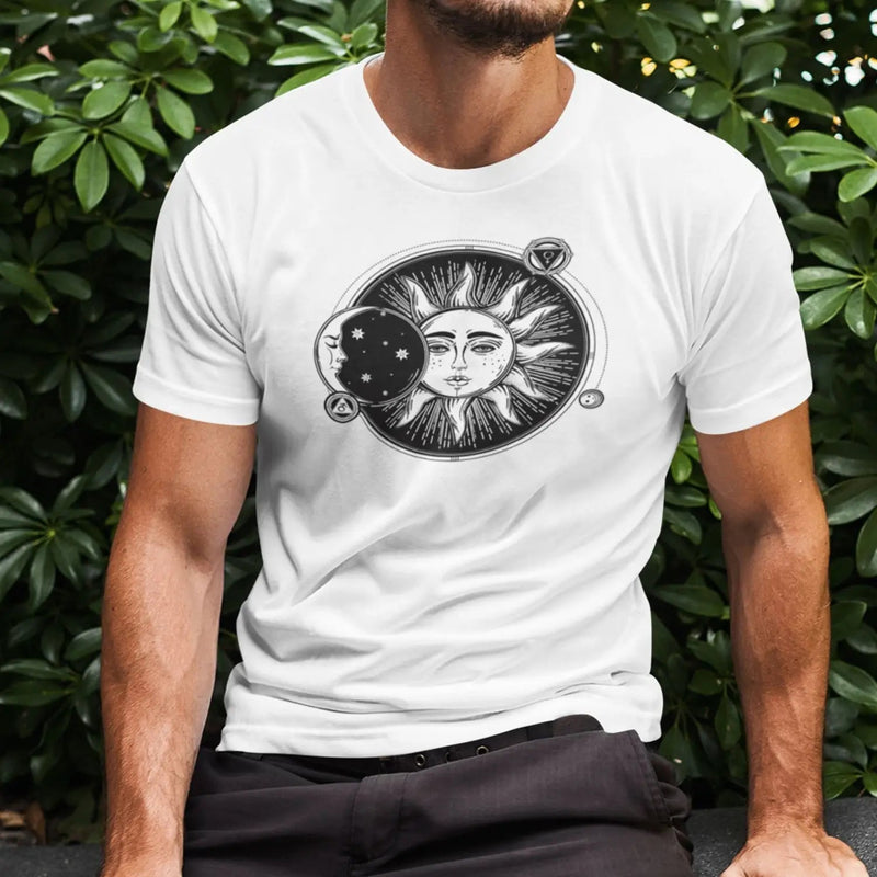 Sun and Moon Eclipse Hipster Tattoo Large Print Men&