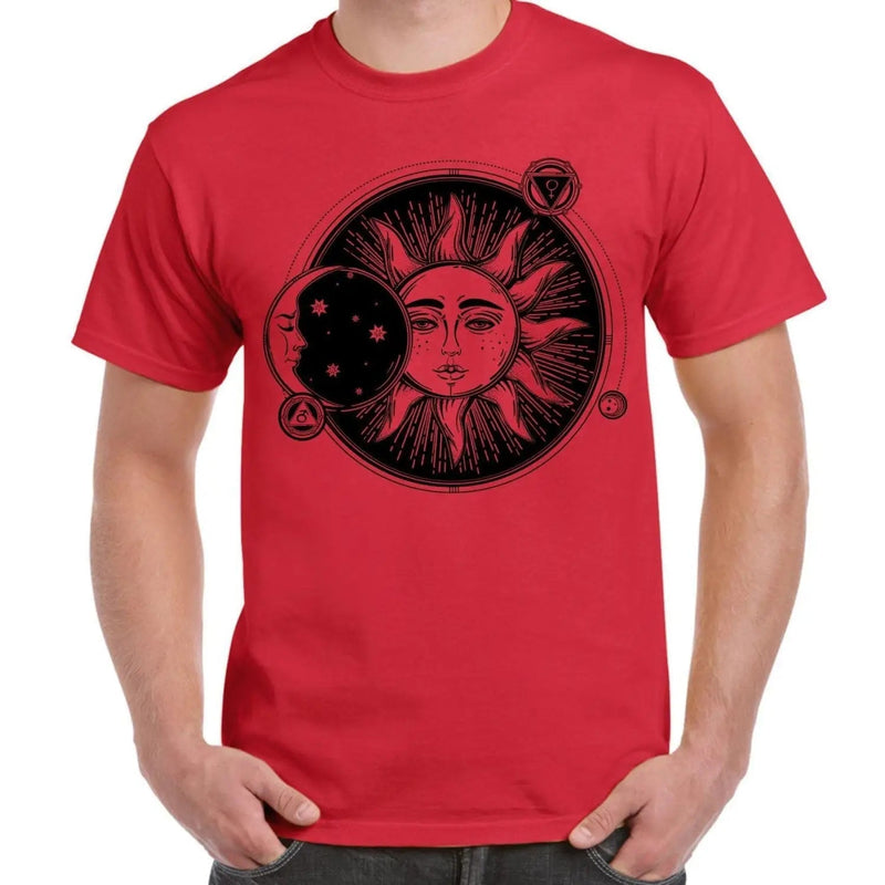 Sun and Moon Eclipse Hipster Tattoo Large Print Men&