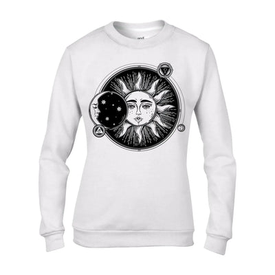 Sun and Moon Eclipse Tattoo Hipster Women's Sweatshirt Jumper XXL / White