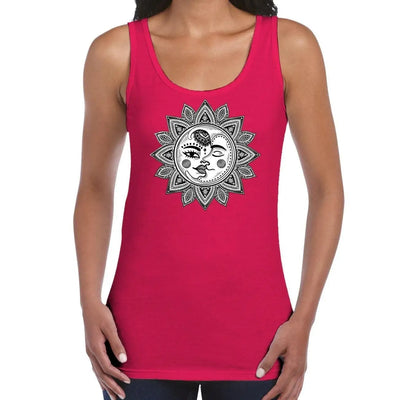 Sun and Moon Mandala Design Tattoo Hipster Large Print Women's Vest Tank Top XXL / Red
