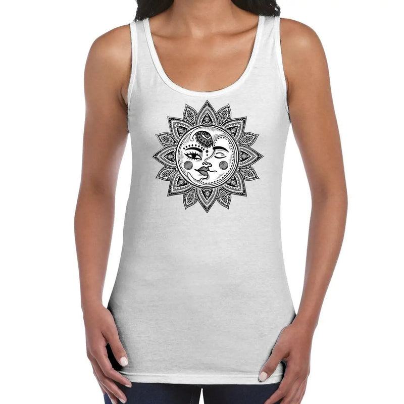 Sun and Moon Mandala Design Tattoo Hipster Large Print Women&