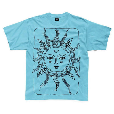 Sun Design Large Print Kids Children's T-Shirt 7-8 / Sapphire Blue