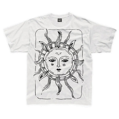 Sun Design Large Print Kids Children's T-Shirt 7-8 / White