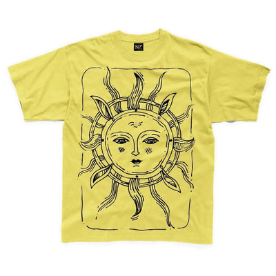 Sun Design Large Print Kids Children's T-Shirt 7-8 / Yellow