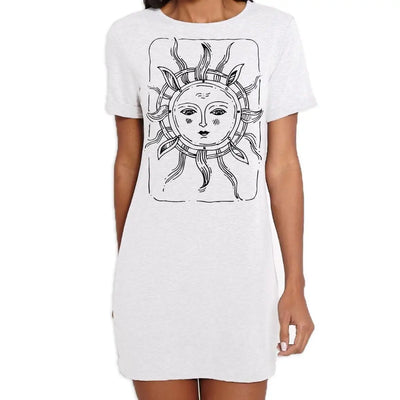 Sun Design Large Print Women's T-Shirt Dress L