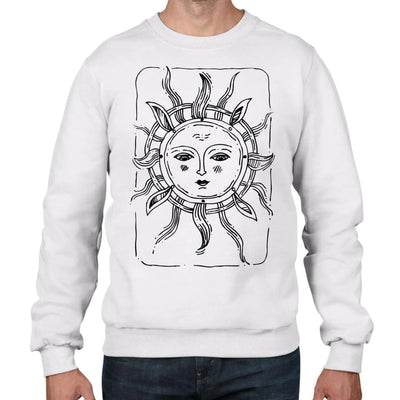 Sun Large Print Tattoo Hipster Men's Sweatshirt Jumper S / White