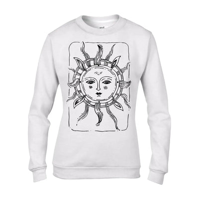 Sun Large Print Tattoo Hipster Women's Sweatshirt Jumper S / White