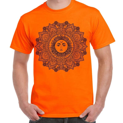 Sun Mandala Hipster Tattoo Large Print Men's T-Shirt 3XL / Orange