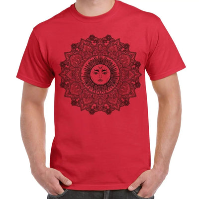 Sun Mandala Hipster Tattoo Large Print Men's T-Shirt 3XL / Red