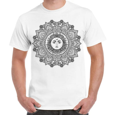 Sun Mandala Hipster Tattoo Large Print Men's T-Shirt 3XL / White