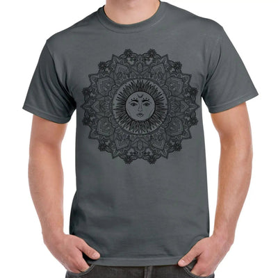 Sun Mandala Hipster Tattoo Large Print Men's T-Shirt Medium / Charcoal Grey