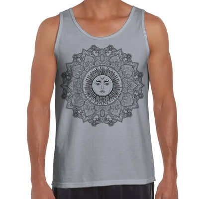 Sun Mandala Hipster Tattoo Large Print Men's Vest Tank Top Large / Light Grey