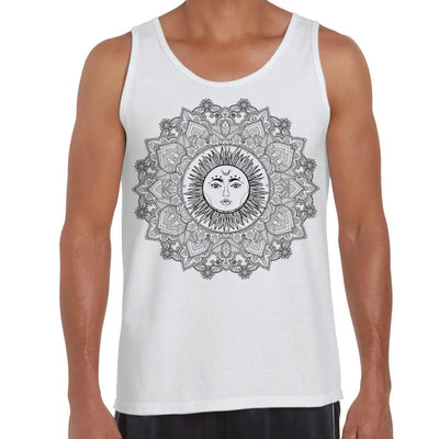 Sun Mandala Hipster Tattoo Large Print Men's Vest Tank Top Large / White