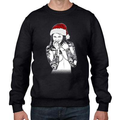 Tattooed Lady Santa Christmas Men's Sweatshirt Jumper XL / Black