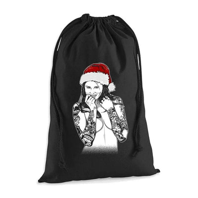 Tattooed Lady Santa Hat Christmas Presents Stocking Drawstring Sack