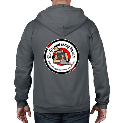 The Ground is My Ocean Grappling Full Zip Hoodie L / Charcoal Grey