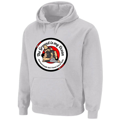 The Ground is My Ocean Grappling Pouch Pocket Pull Over Hoodie XXL / Light Grey