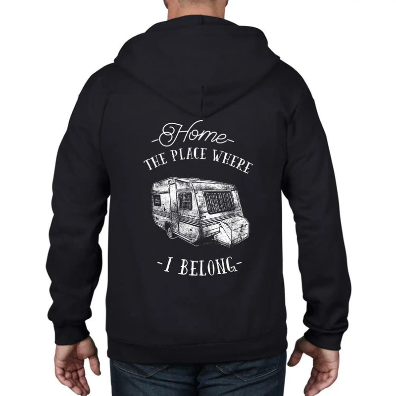 The Place Where I Belong Caravan Camping Full Zip Hoodie XXL / Black