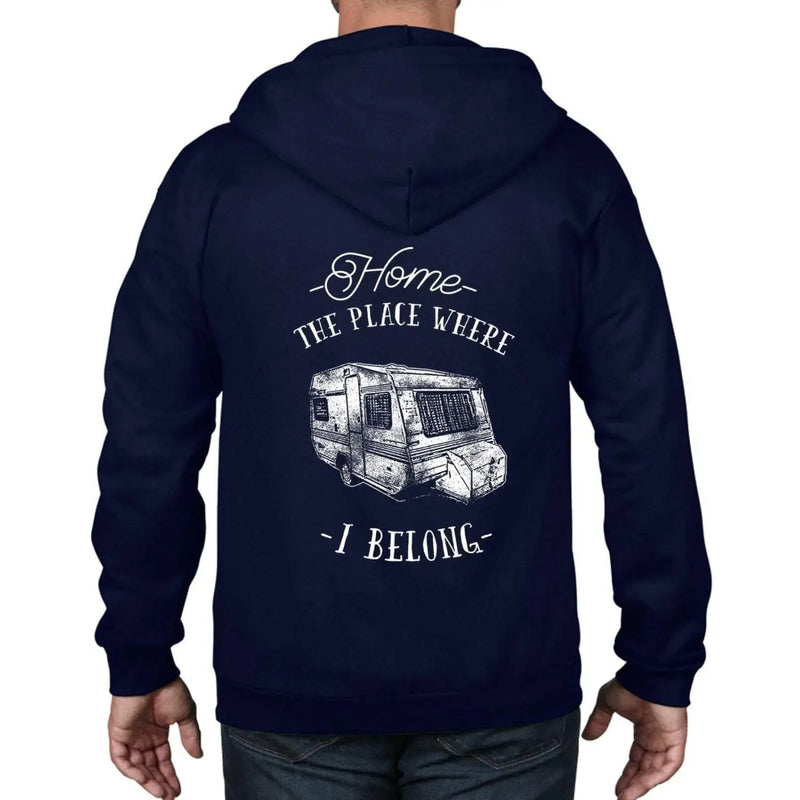 The Place Where I Belong Caravan Camping Full Zip Hoodie XXL / Navy Blue