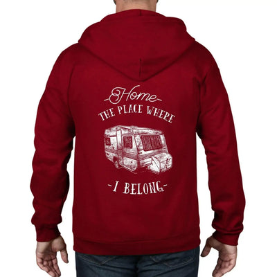 The Place Where I Belong Caravan Camping Full Zip Hoodie XXL / Red