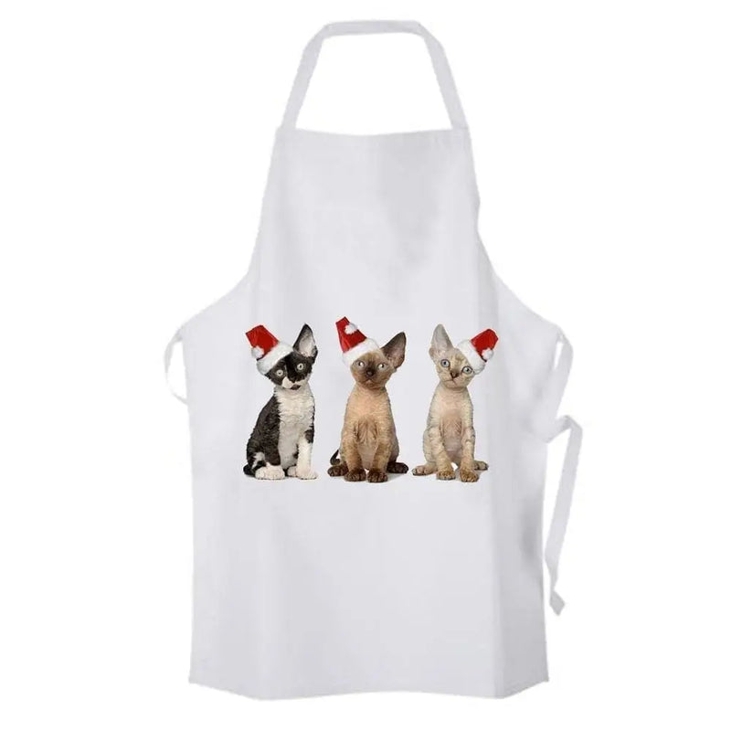 Three Santa Claus Kittens Christmas Chefs Apron