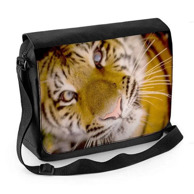 Tiger Face Close Up Laptop Messenger Bag